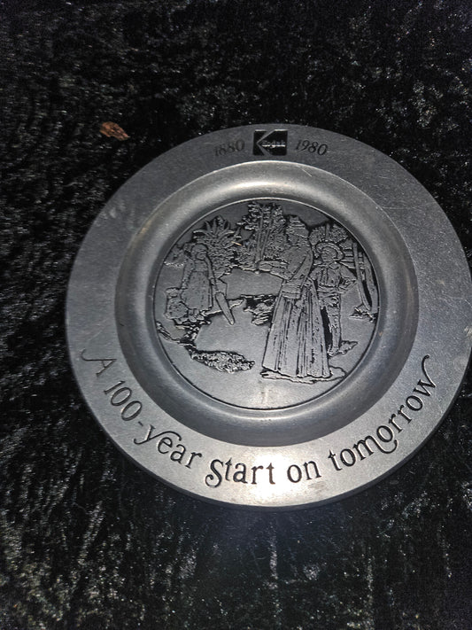 Kodak 100th Anniversary Commemorative Pewter Plate — 1880-1980 Centennial Collectible