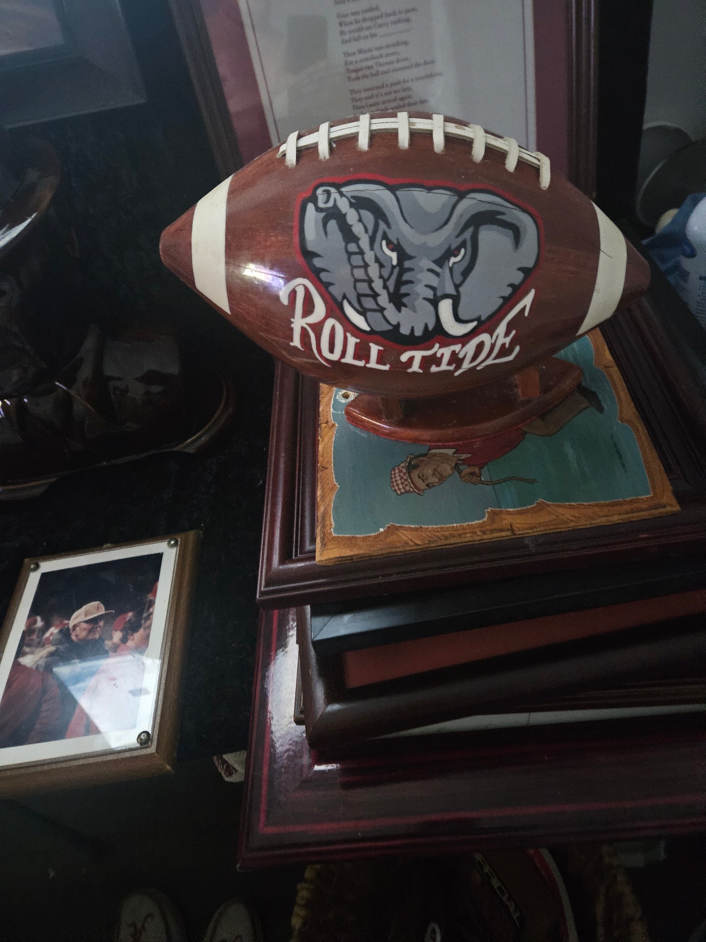 Alabama Crimson Tide National Champions Hand-Carved Cedar Football — Folk Art | Roll Tide