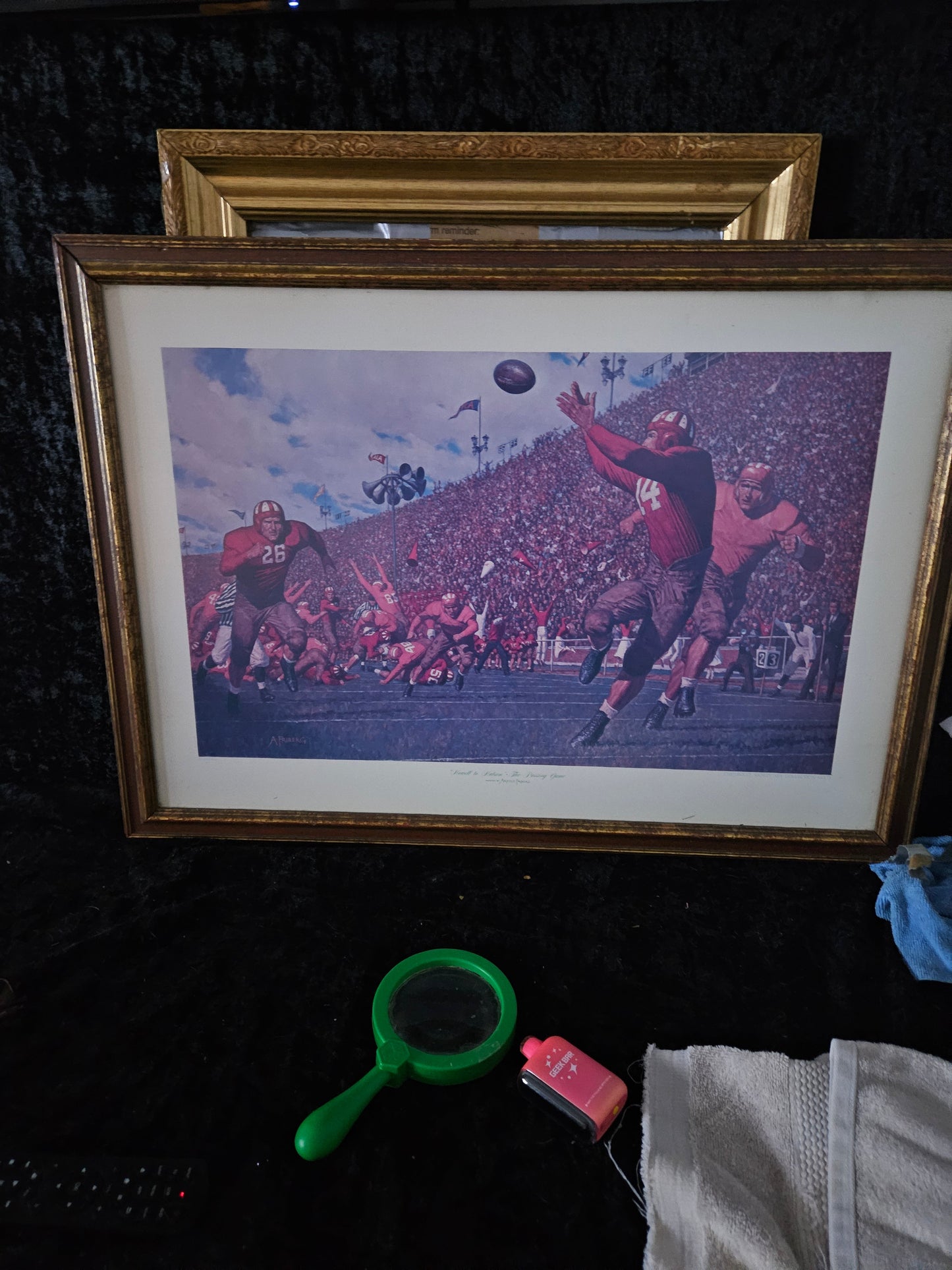 Arnold Friberg Alabama Crimson Tide Football Lithograph — Framed | Chevrolet Sports Art Collection #3 | #44 Pass Play