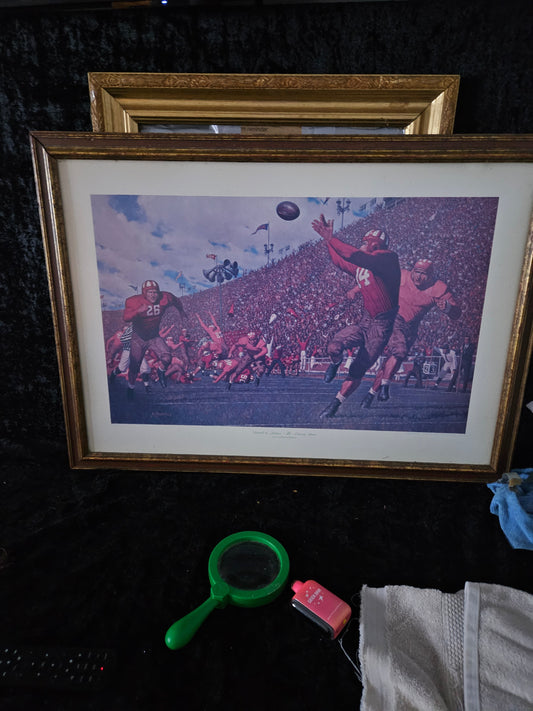 Arnold Friberg Alabama Crimson Tide Football Lithograph — Framed | Chevrolet Sports Art Collection #3 | #44 Pass Play