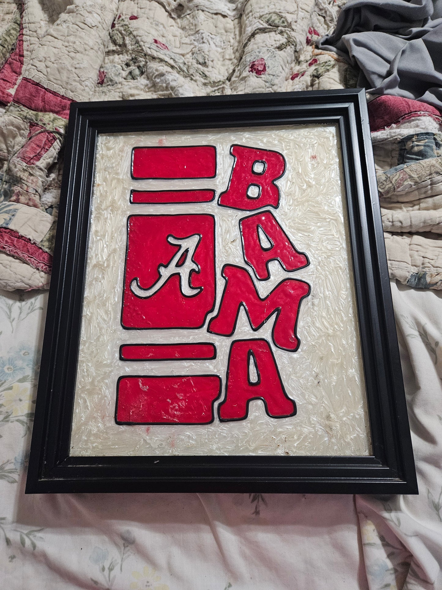 BAMA 3D Vintage Alabama Crimson Tide Framed Wall Art — Handmade Raised Resin