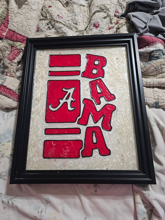 BAMA 3D Vintage Alabama Crimson Tide Framed Wall Art — Handmade Raised Resin