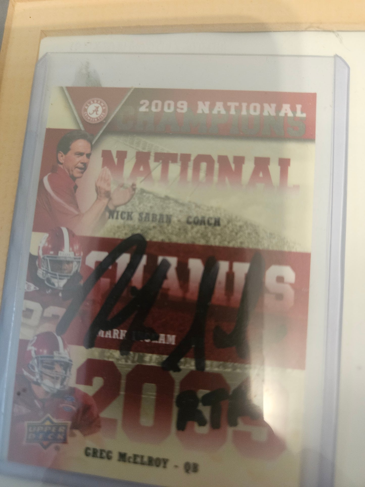 Nick Saban Multi-Signed Alabama Championship Display | Daniel Moore Signed Art | 8 Crimson Tide Collector Cards
