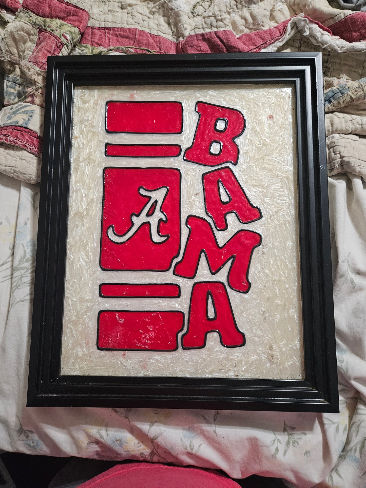 BAMA 3D Vintage Alabama Crimson Tide Framed Wall Art — Handmade Raised Resin