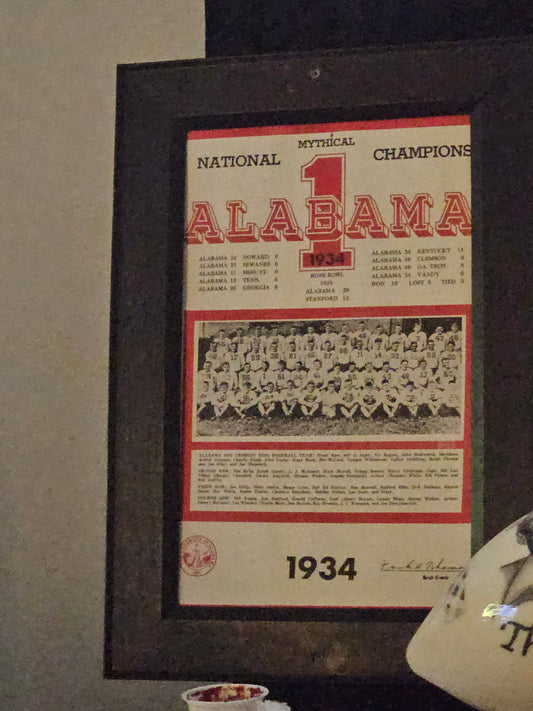 1934 Alabama Crimson Tide Mythical National Champions Framed Team Photo & Roster — Rose Bowl