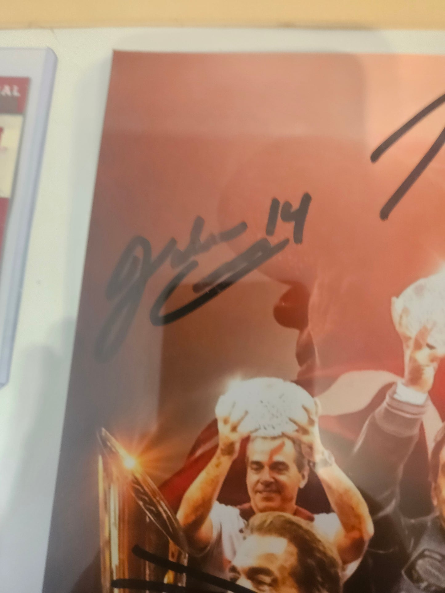 Nick Saban Multi-Signed Alabama Championship Display | Daniel Moore Signed Art | 8 Crimson Tide Collector Cards