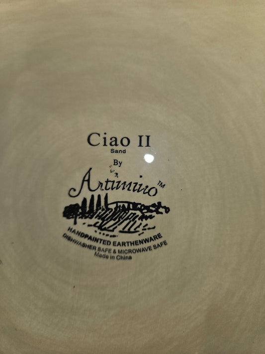 Artimino "Ciao II" Sand Large Square Handpainted Earthenware Plate