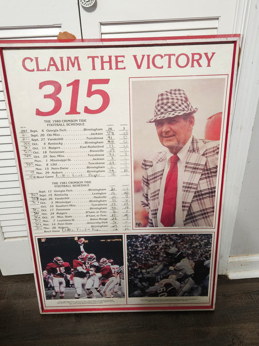 Bear Bryant "Claim the Victory 315" Framed Commemorative Poster — 1980-81 Alabama Crimson Tide